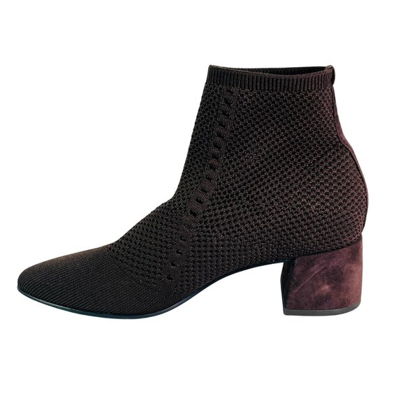 Eileen Fisher Size 8 Paron Stretch Crepe Knit Booties Chocolate Brown - Picture 8 of 11